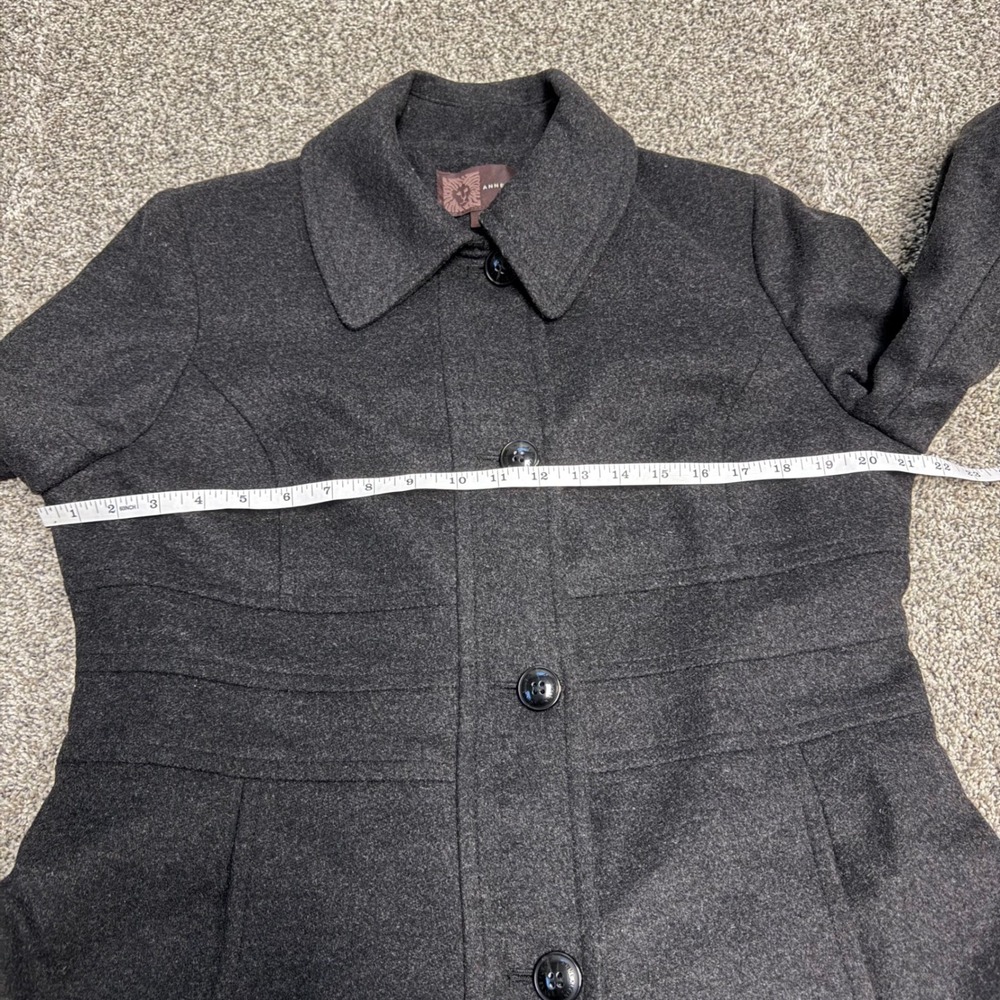 Anne Klein Womens Wool Cashmere Blend Single Breasted Coat Charcoal Grey Large - Picture 7 of 14